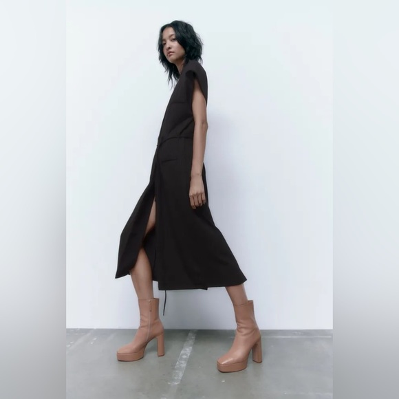 ZARA ~ Pinstripe Midi Tuxedo Dress Suit - Picture 7 of 11